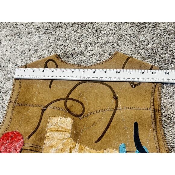 RARE Custom Leather Applique Texas Scenic Suede Vest Lifestyle Texan Cowboy - Picture 12 of 14